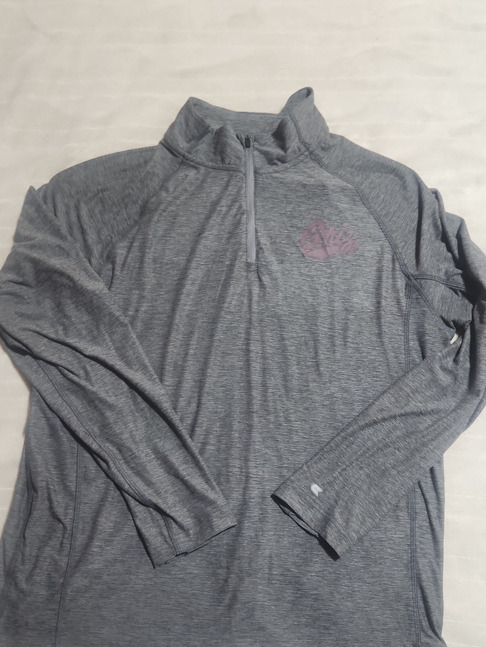 Men's Heather Gray Quarter-Zip Performance Shirt, MONTANA GRIZ, EUC